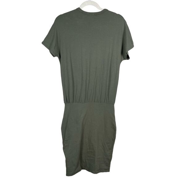 Revolve Monrow  Olive Green Short Sleeve Stretchy Shirred Mini Dress Size XS - Picture 2 of 7